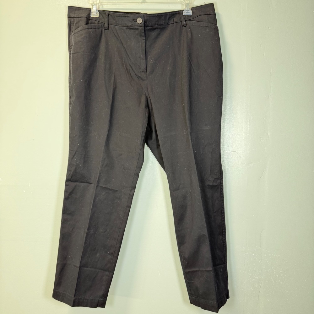 Talbots Womens Black Straight Leg Chino Pants Size 20WP Cotton Blend NWT